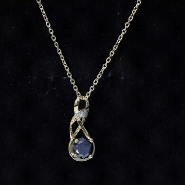 Genuine Black Diamond Infinity Necklace with Silver Chain