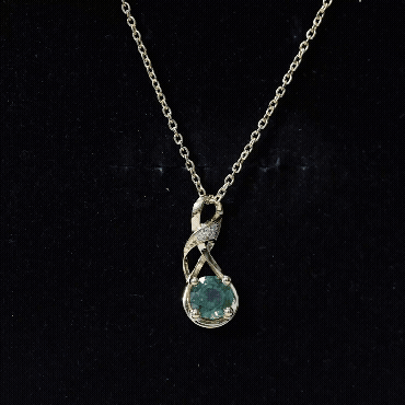 Certified Green Sapphire and Diamond Infinity Necklace with Chain