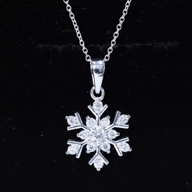 Certified Moissanite Snowflake Silver Pendant in 2 Prong Setting