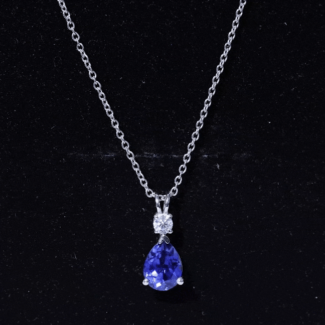 Certified 6X8 MM Lab Grown Blue Sapphire Teardrop Necklace with Moissanite