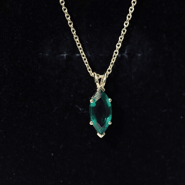 Marquise Cut 6X12 MM Lab Grown Emerald Chain Necklace
