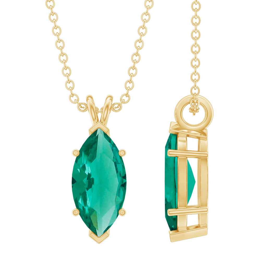 Marquise Cut 6X12 MM Lab Grown Emerald Chain Necklace
