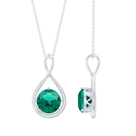 Lab Created Emerald Sterling Silver Infinity Necklace for Women