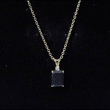 Genuine Black Diamond Solitaire Necklace for Women