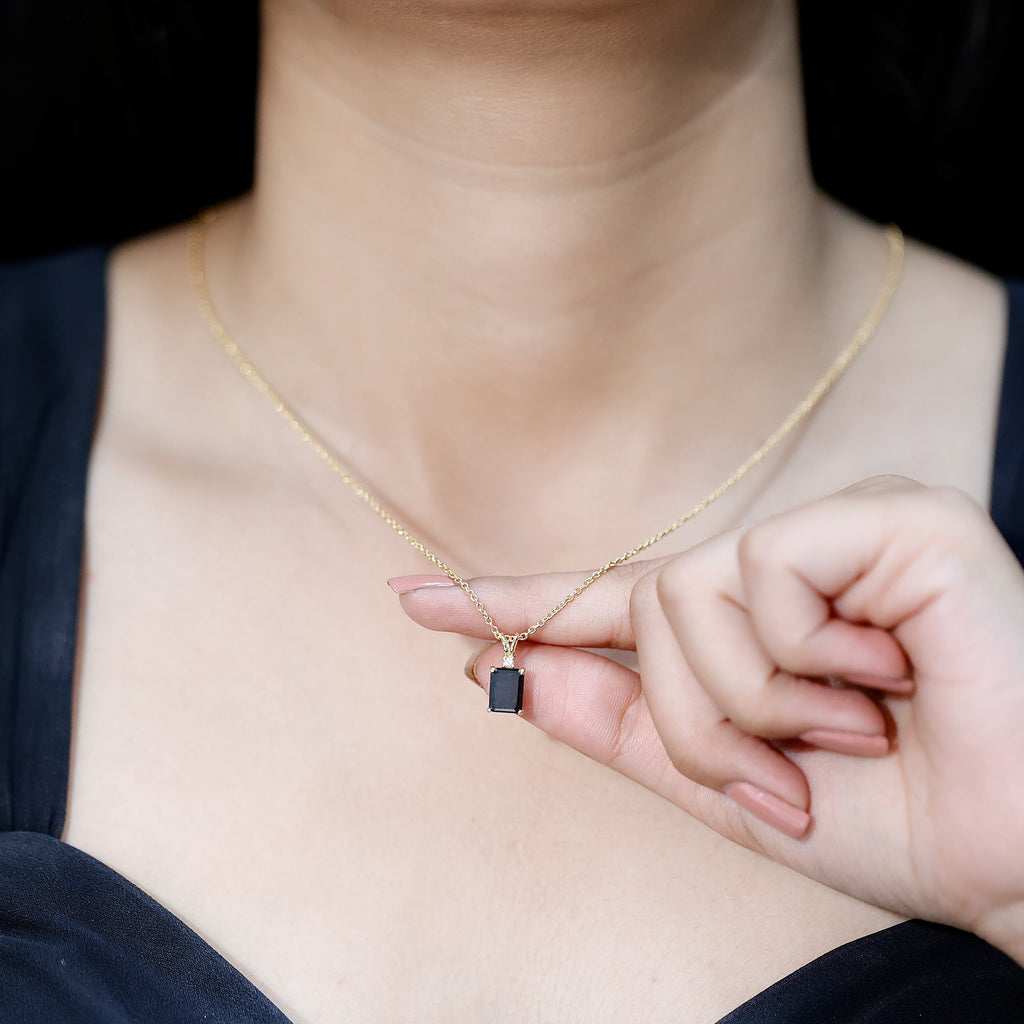 Genuine Black Diamond Solitaire Necklace for Women