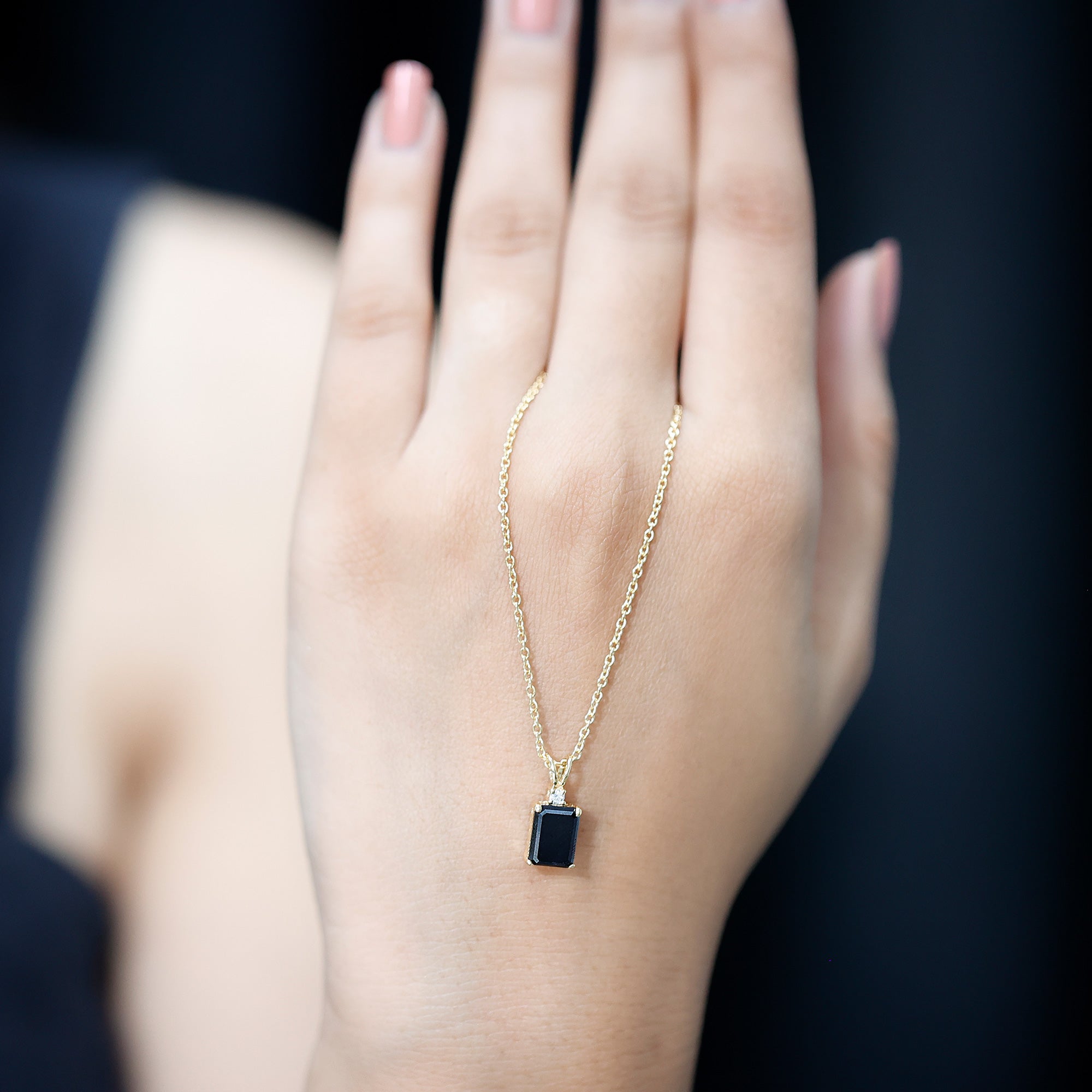 Genuine Black Diamond Solitaire Necklace for Women