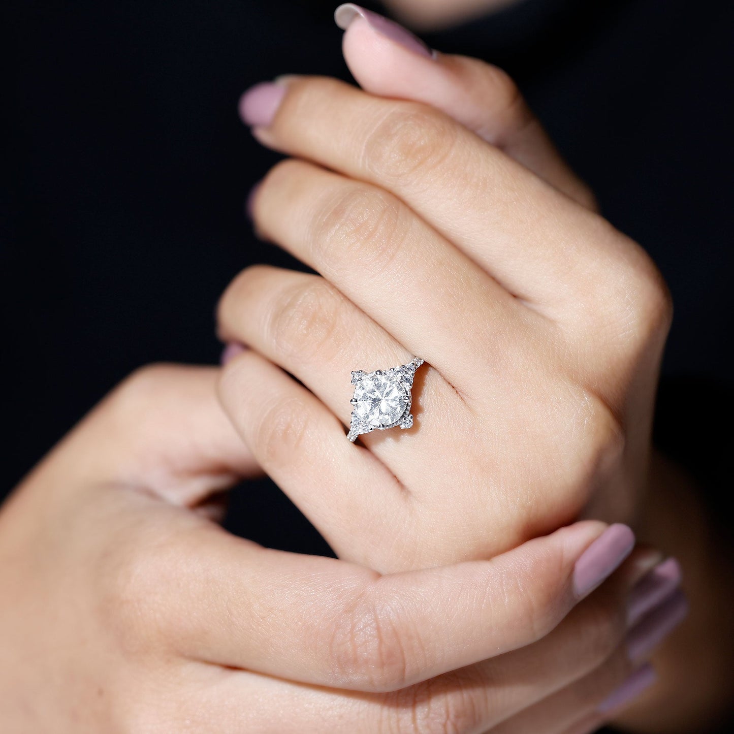 8 mm Lab Grown Diamond Vintage Inspired Engagement Ring