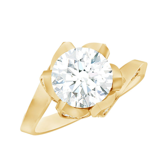 2 Carat Lab Grown Diamond Vintage Floral Engagement Ring