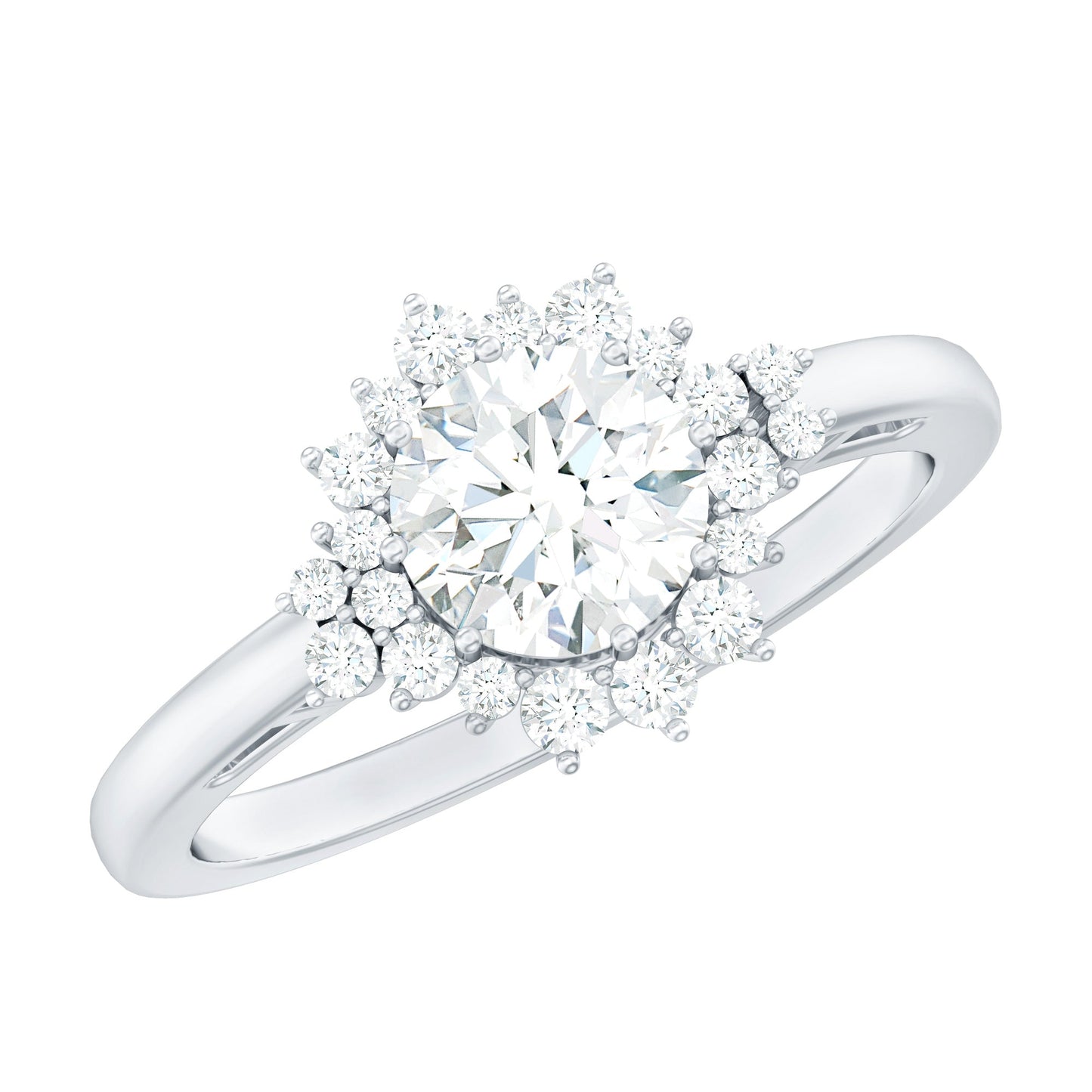 Certified 1 Carat Lab Grown Diamond Halo Engagement Ring