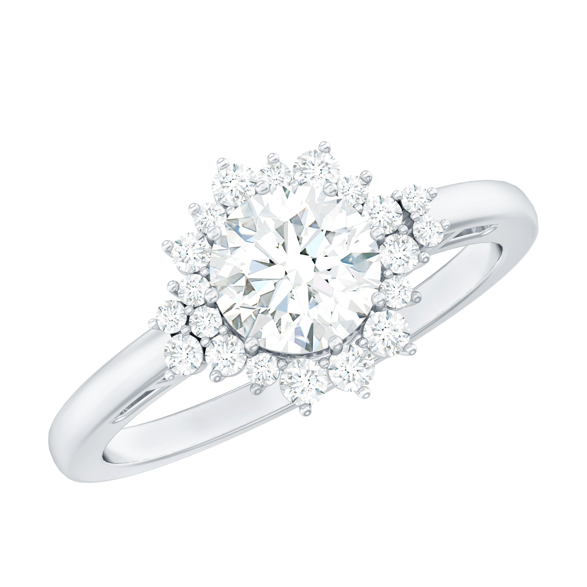 Certified 1 Carat Lab Grown Diamond Halo Engagement Ring