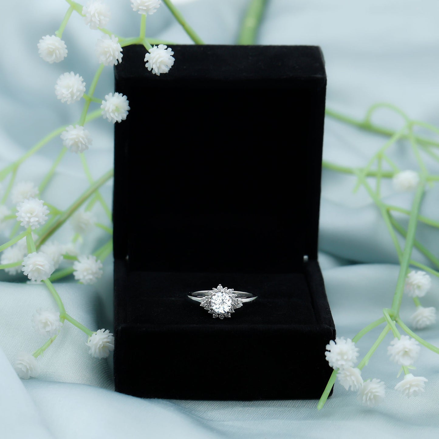 Certified 1 Carat Lab Grown Diamond Halo Engagement Ring