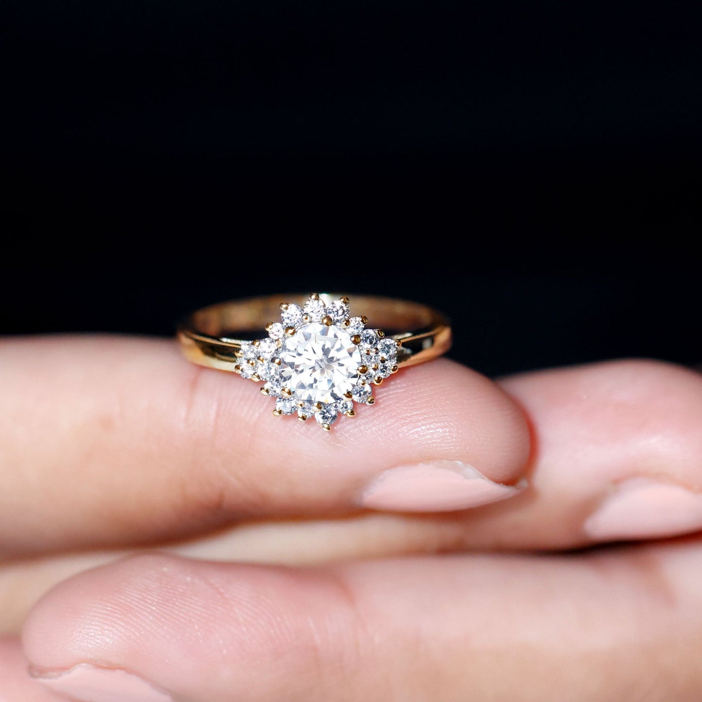 Certified 1 Carat Lab Grown Diamond Halo Engagement Ring