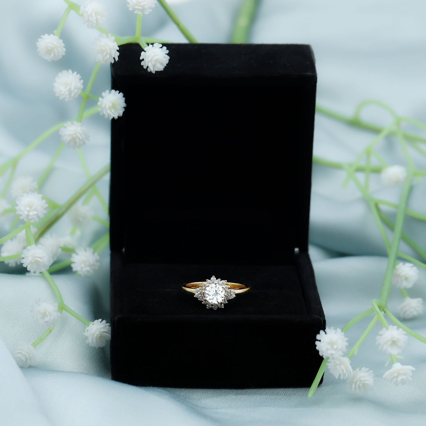 Certified 1 Carat Lab Grown Diamond Halo Engagement Ring