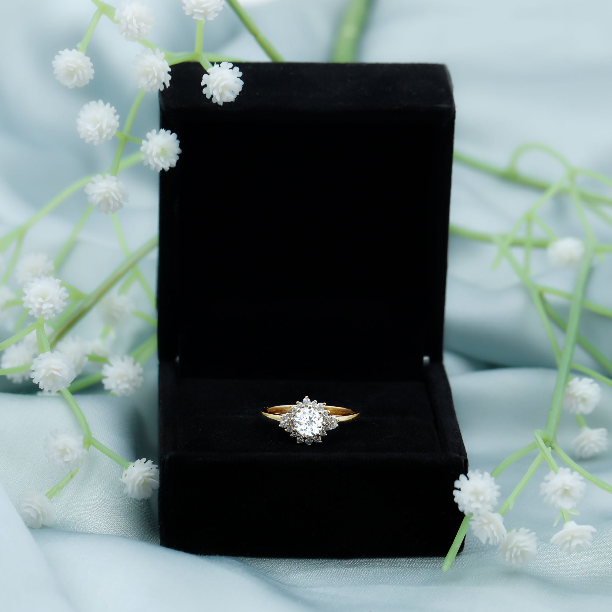 Certified 1 Carat Lab Grown Diamond Halo Engagement Ring