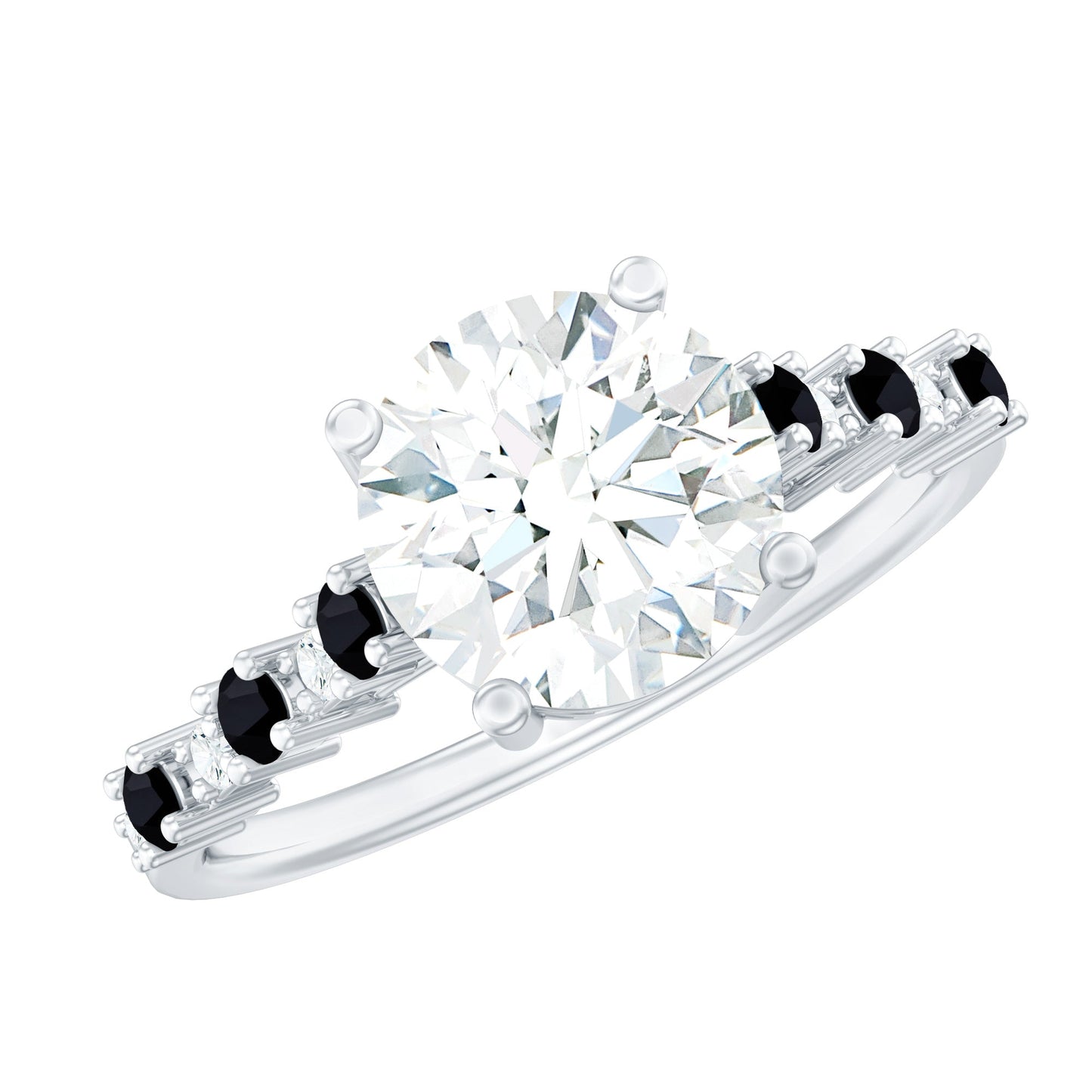 Lab Grown Diamond Designer Engagement Ring with Black Diamond