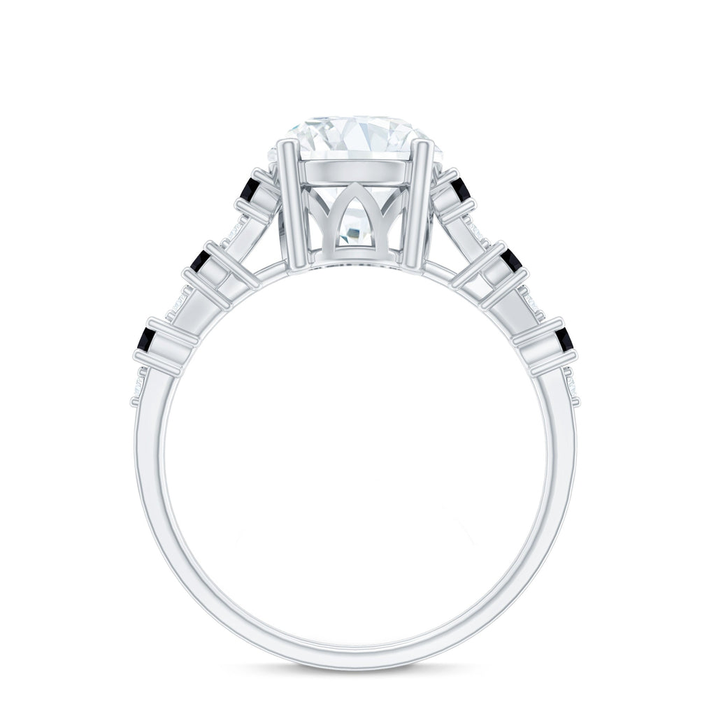 Lab Grown Diamond Designer Engagement Ring with Black Diamond