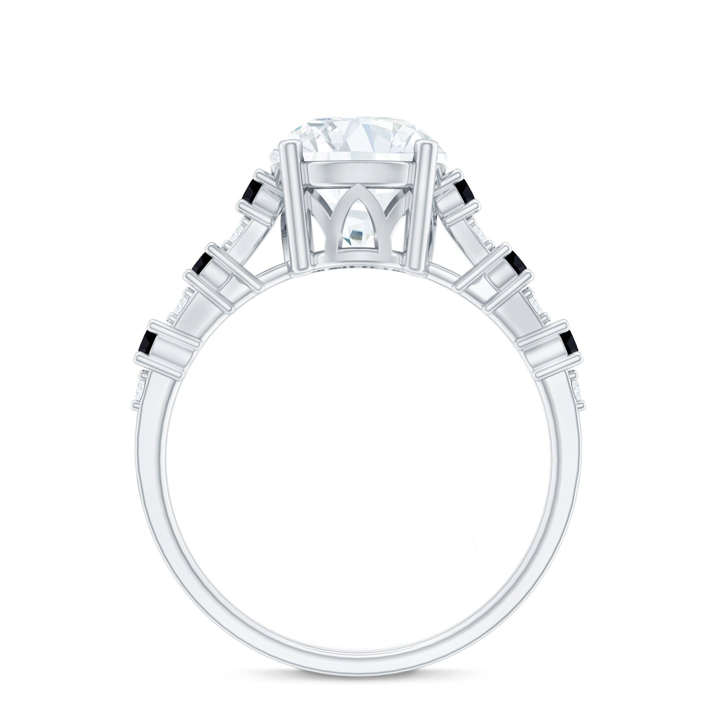 Lab Grown Diamond Designer Engagement Ring with Black Diamond