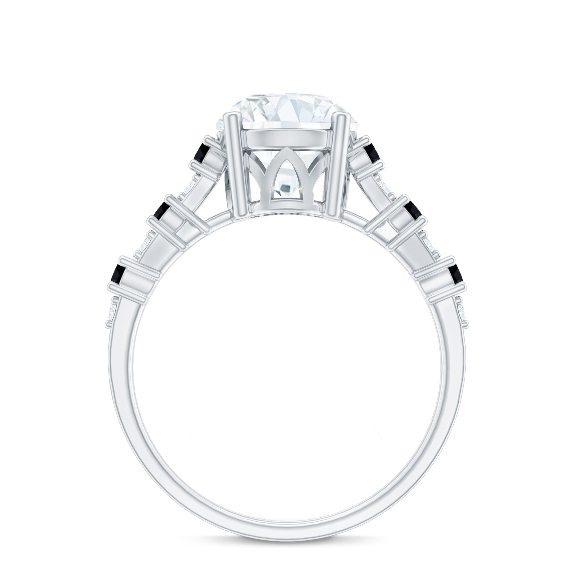 Lab Grown Diamond Designer Engagement Ring with Black Diamond