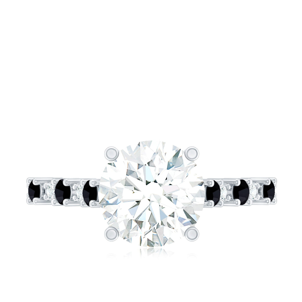 Lab Grown Diamond Designer Engagement Ring with Black Diamond