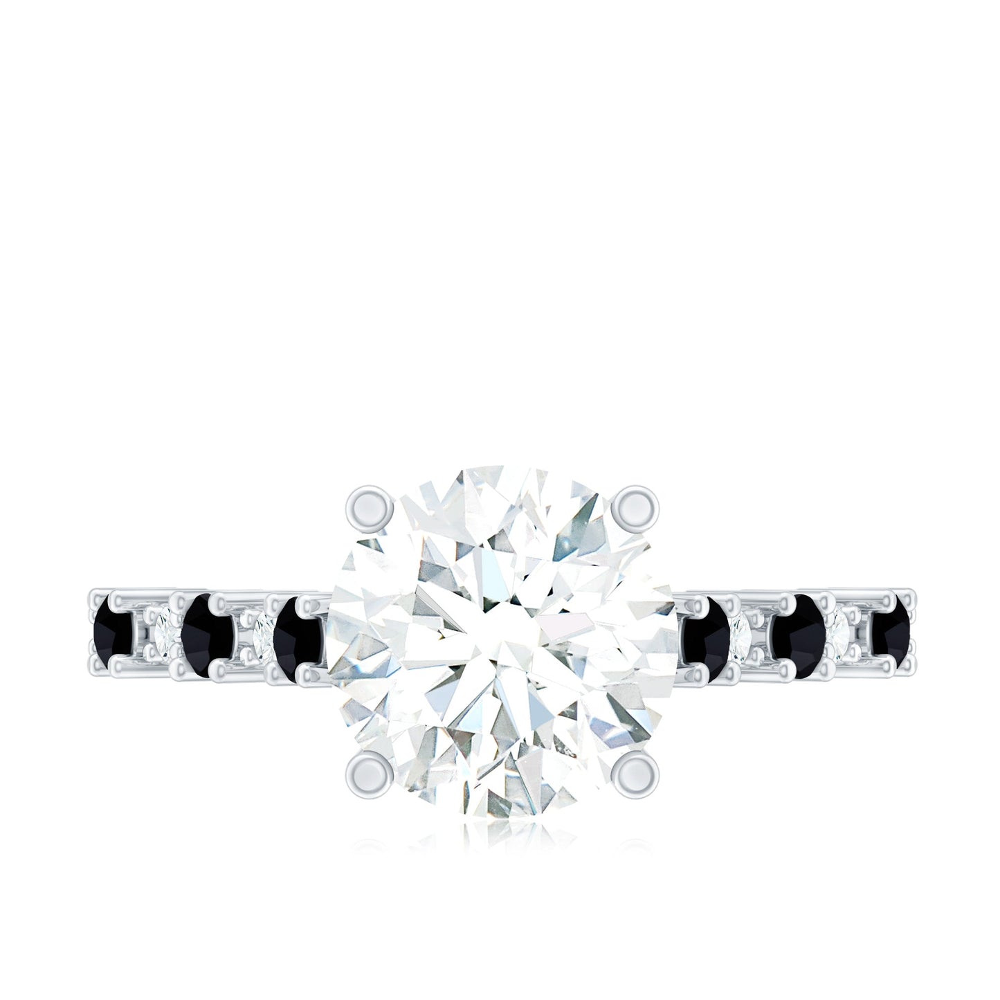 Lab Grown Diamond Designer Engagement Ring with Black Diamond