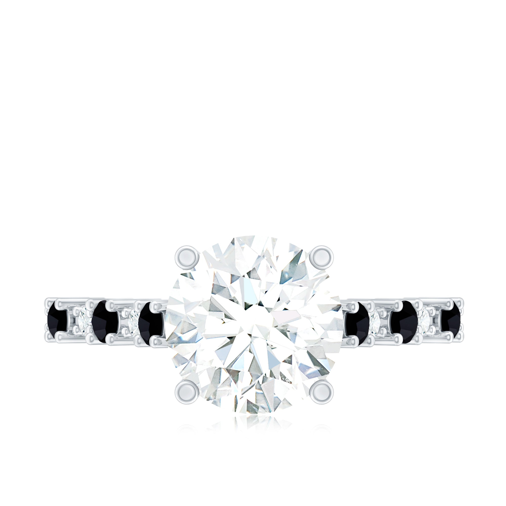 Lab Grown Diamond Designer Engagement Ring with Black Diamond