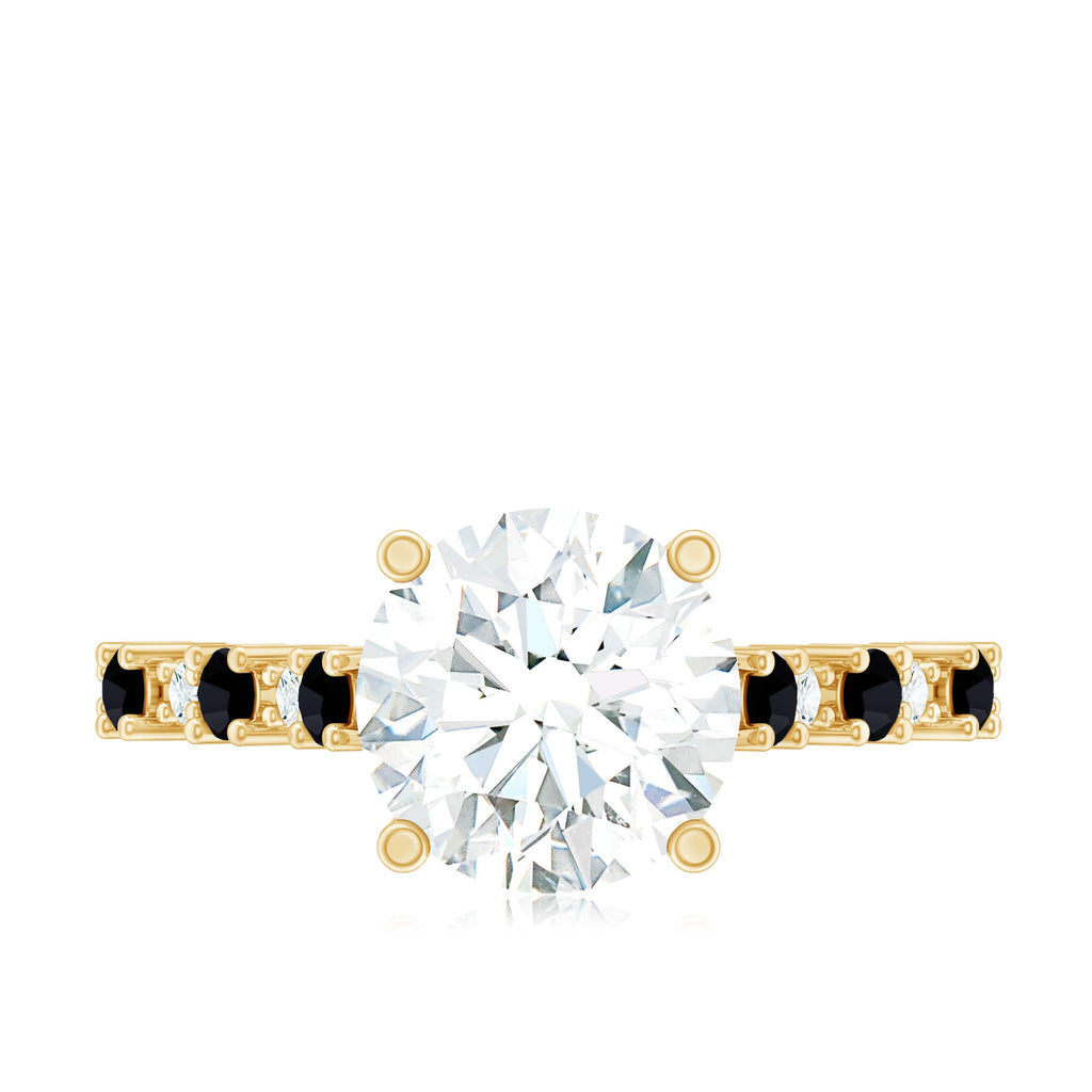 Lab Grown Diamond Designer Engagement Ring with Black Diamond