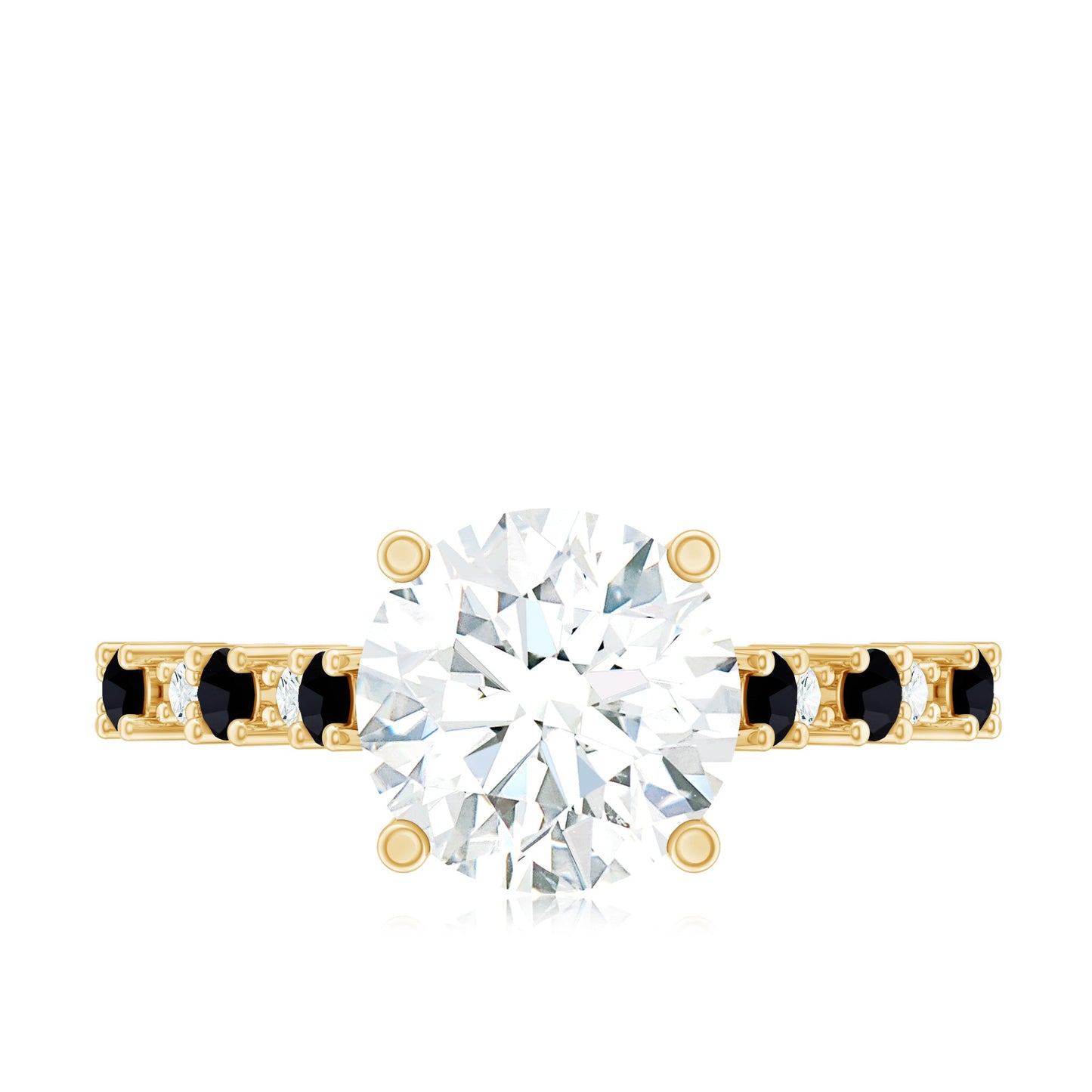 Lab Grown Diamond Designer Engagement Ring with Black Diamond