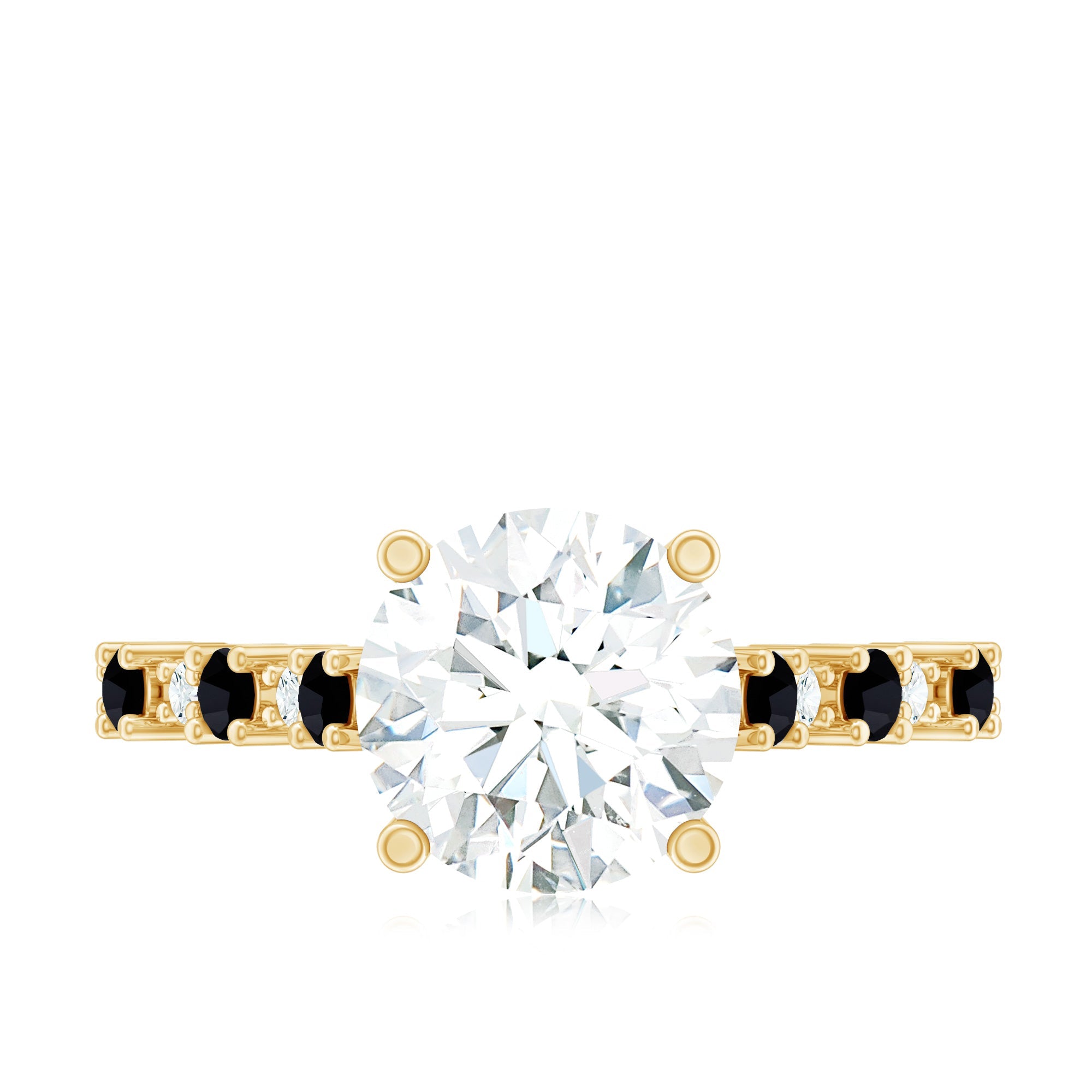 Lab Grown Diamond Designer Engagement Ring with Black Diamond