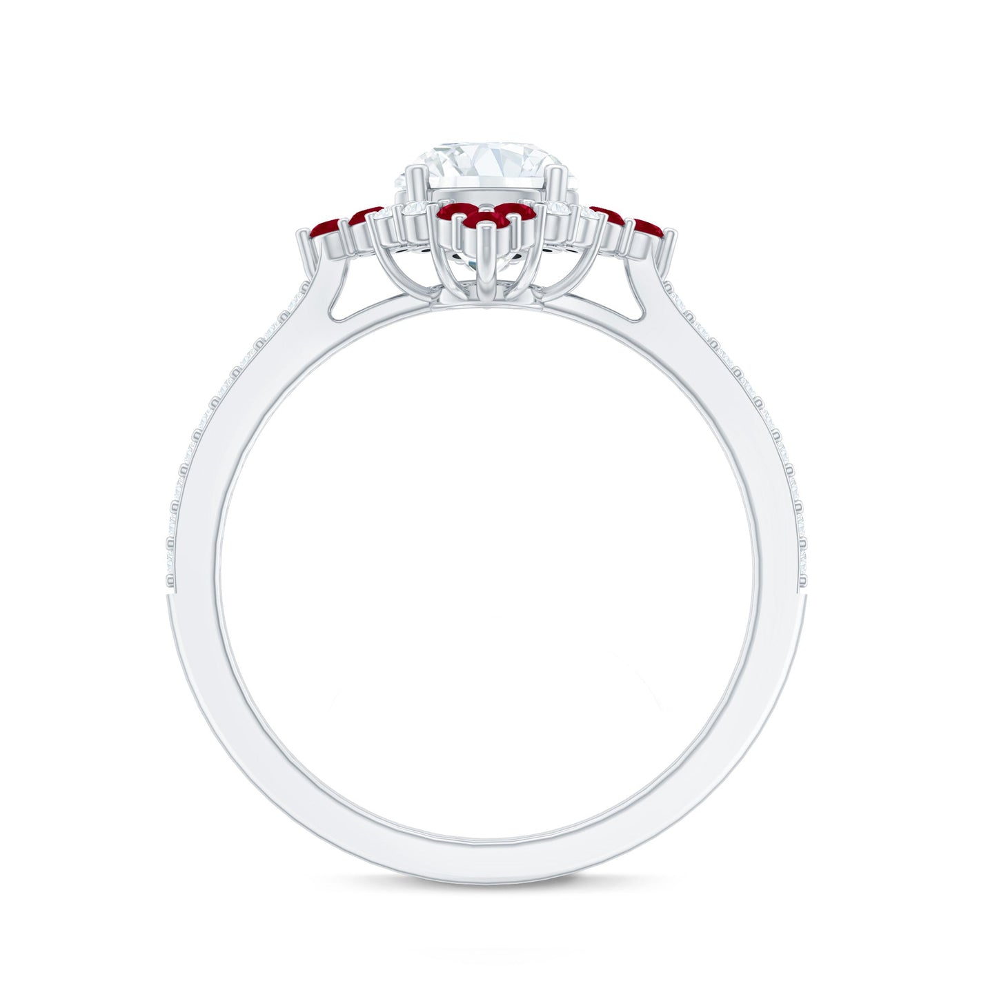 Certified Lab Grown Diamond Halo Engagement Ring with Ruby