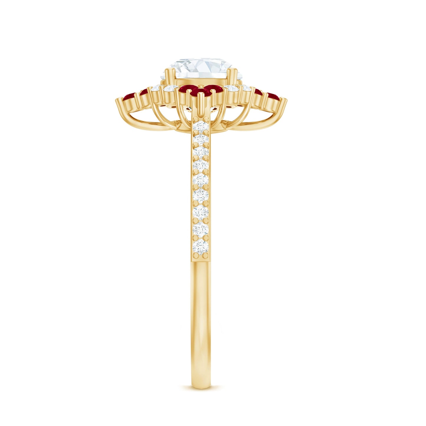 Certified Lab Grown Diamond Halo Engagement Ring with Ruby