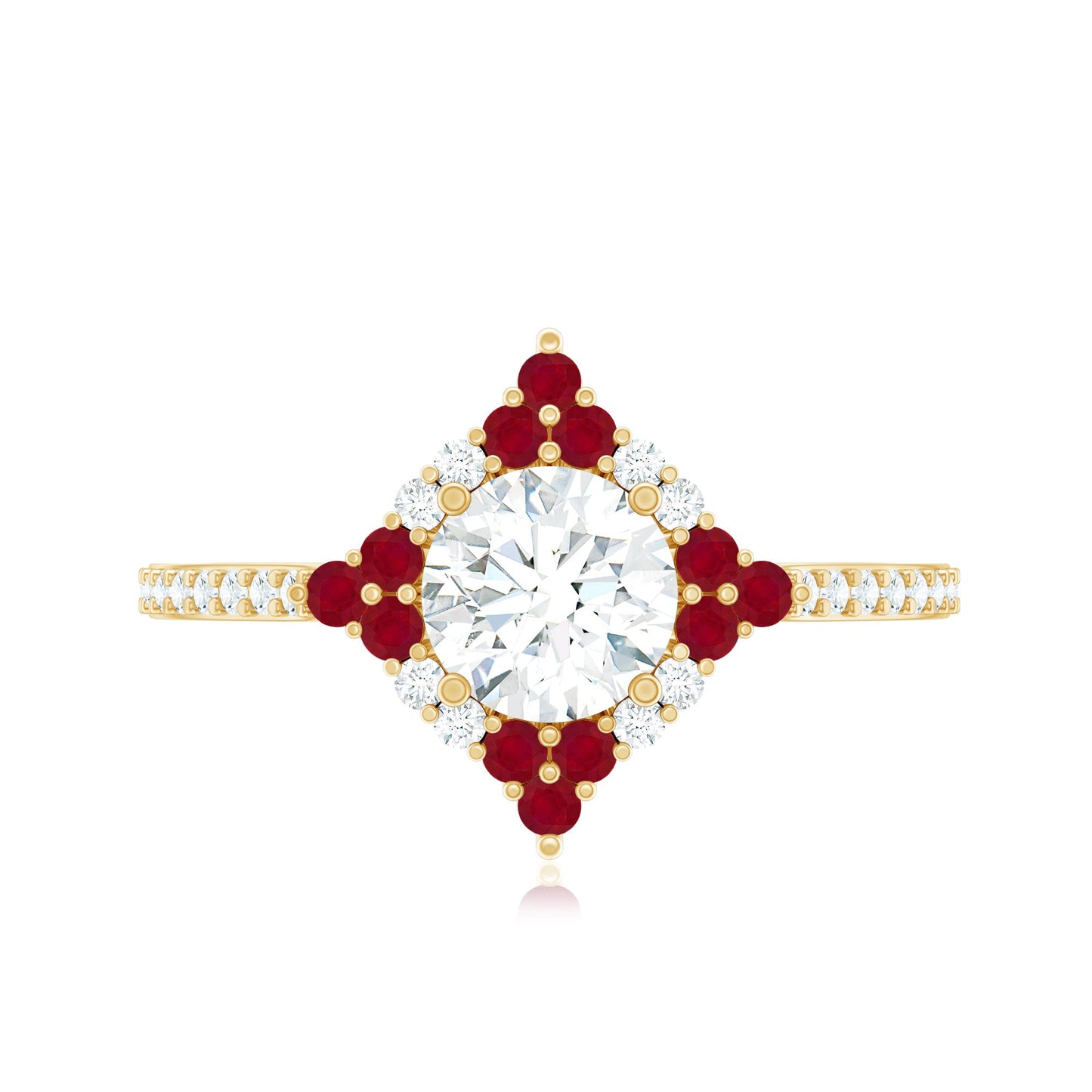 Certified Lab Grown Diamond Halo Engagement Ring with Ruby