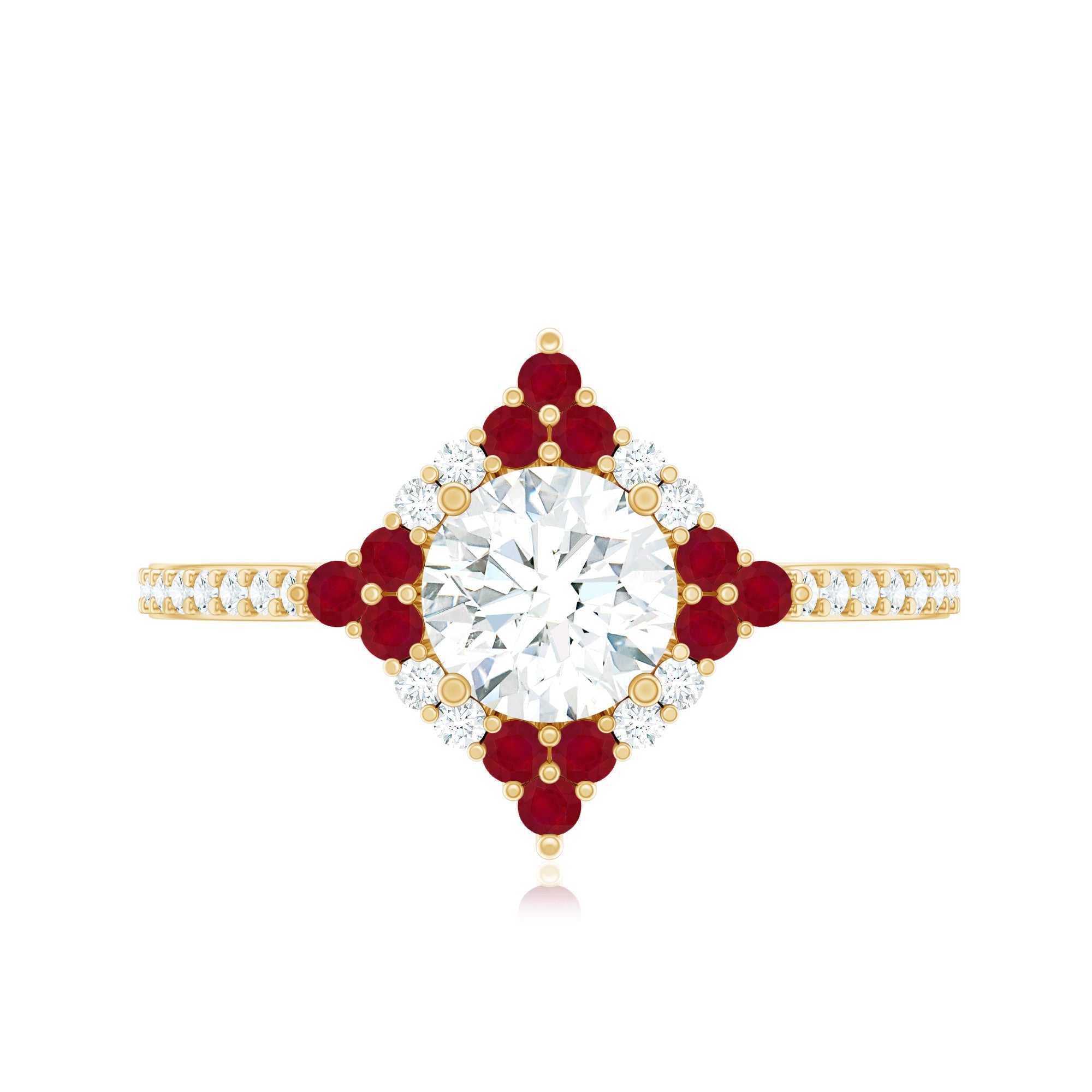Certified Lab Grown Diamond Halo Engagement Ring with Ruby