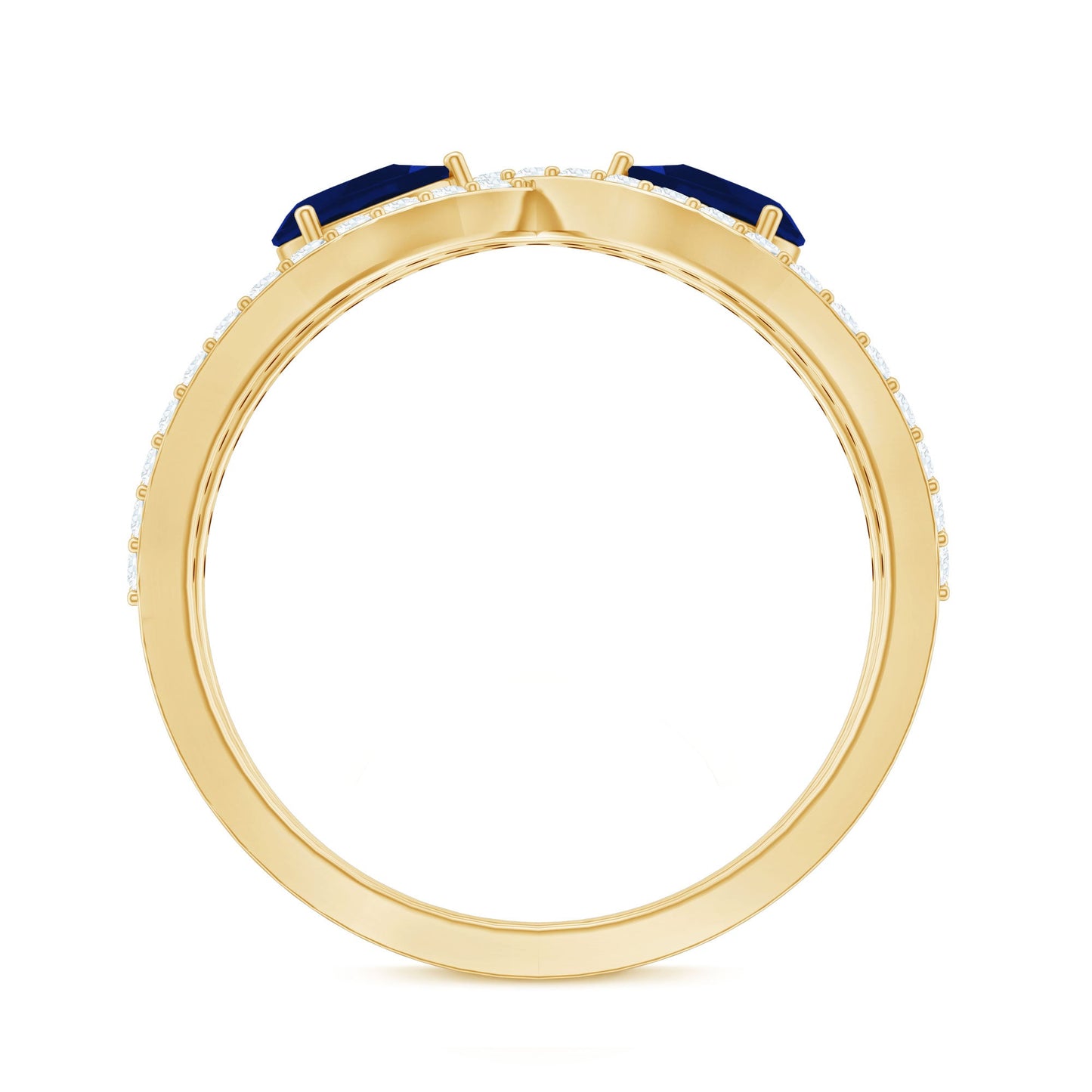 Lab Grown Diamond 2 Stone Engagement Ring with Blue Sapphire