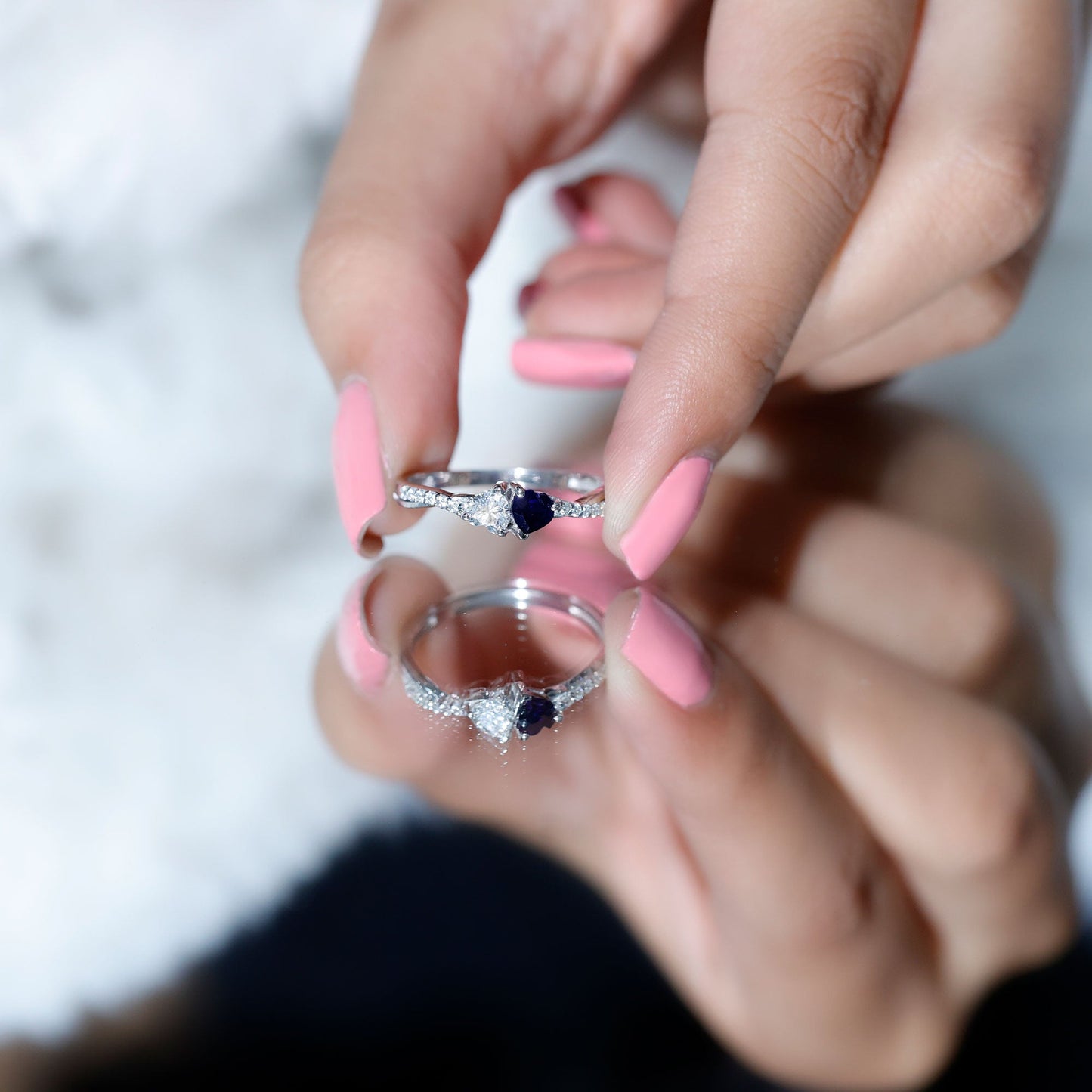 Certified Lab Grown Diamond Sapphire Toi Et Moi Promise Ring