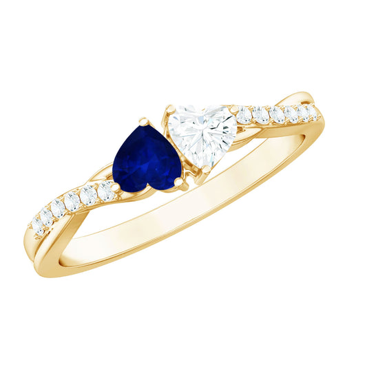 Certified Lab Grown Diamond Sapphire Toi Et Moi Promise Ring