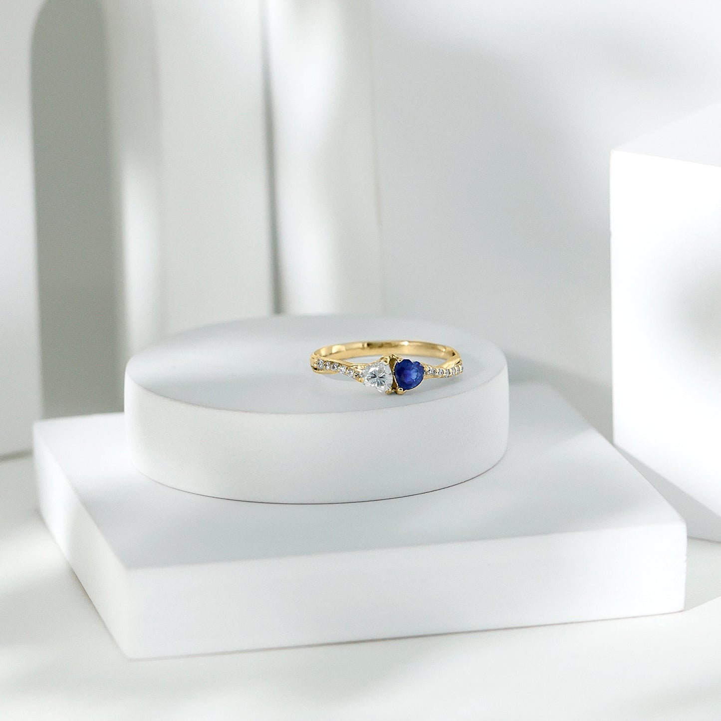 Certified Lab Grown Diamond Sapphire Toi Et Moi Promise Ring