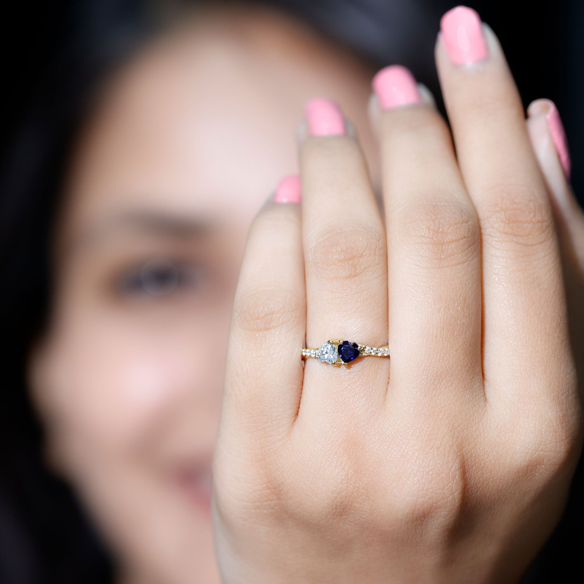 Certified Lab Grown Diamond Sapphire Toi Et Moi Promise Ring