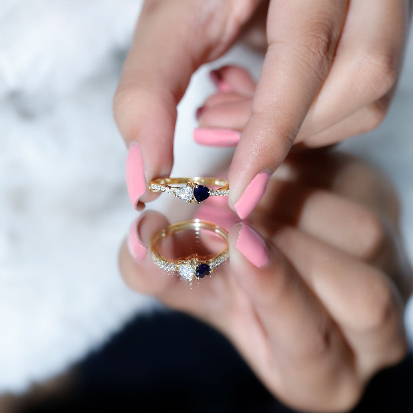 Certified Lab Grown Diamond Sapphire Toi Et Moi Promise Ring