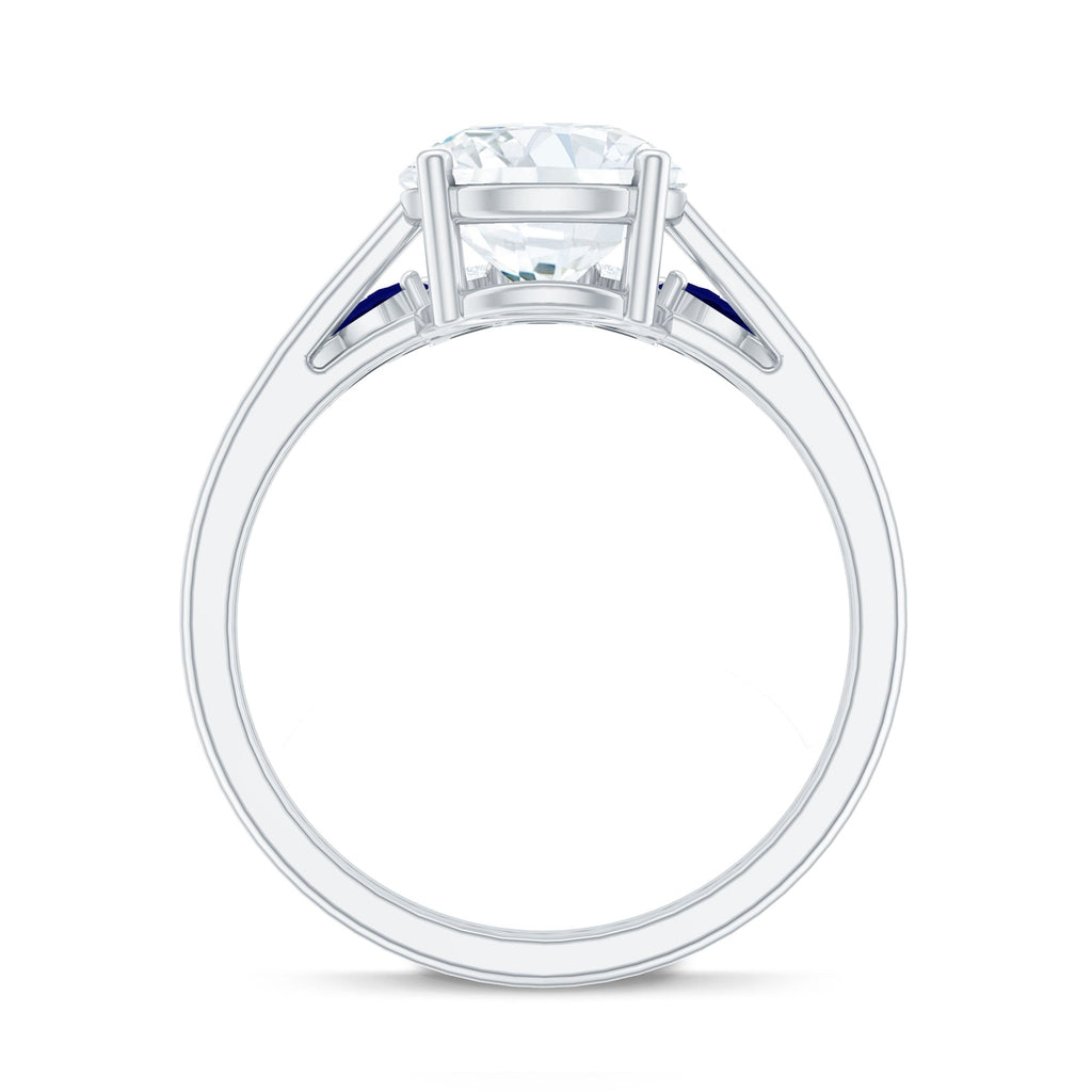 Certified Lab Grown Diamond Designer Engagement Ring Set With Sapphire