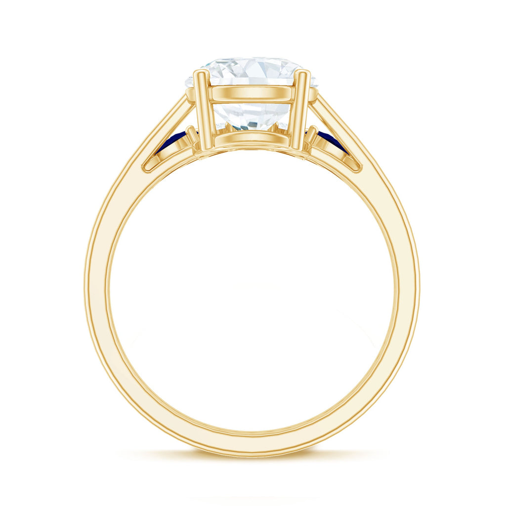 Certified Lab Grown Diamond Designer Engagement Ring Set With Sapphire