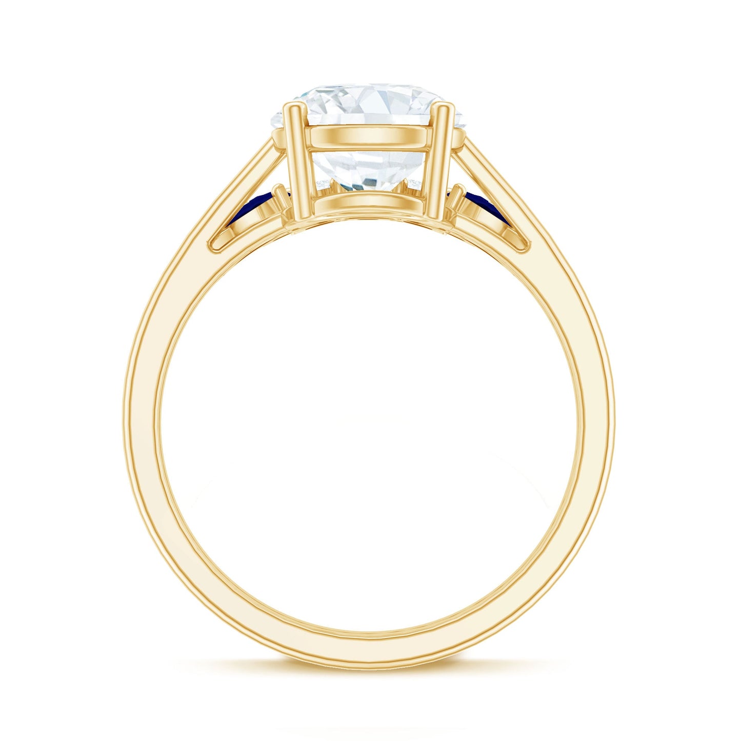 Certified Lab Grown Diamond Designer Engagement Ring Set With Sapphire