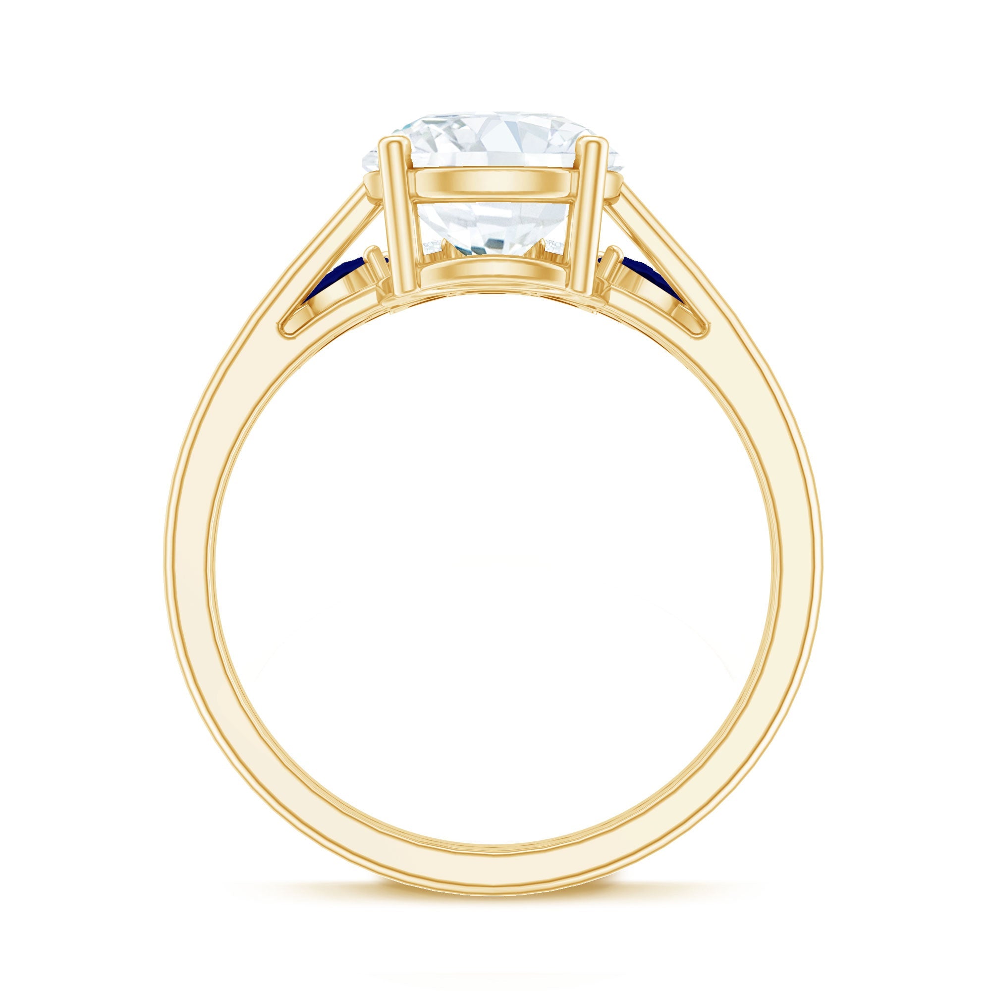 Certified Lab Grown Diamond Designer Engagement Ring Set With Sapphire