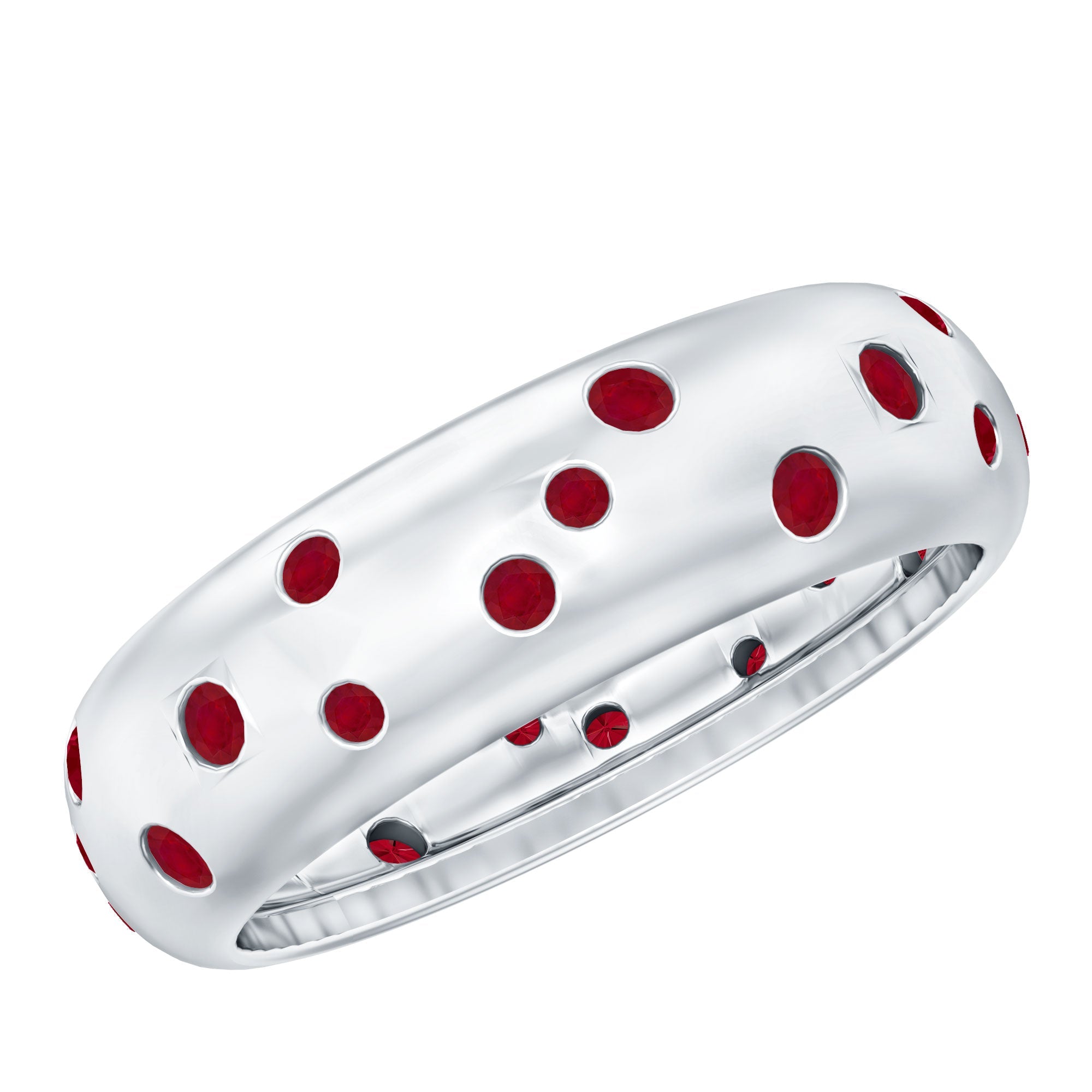 1 CT Scattered Ruby Silver Band Ring