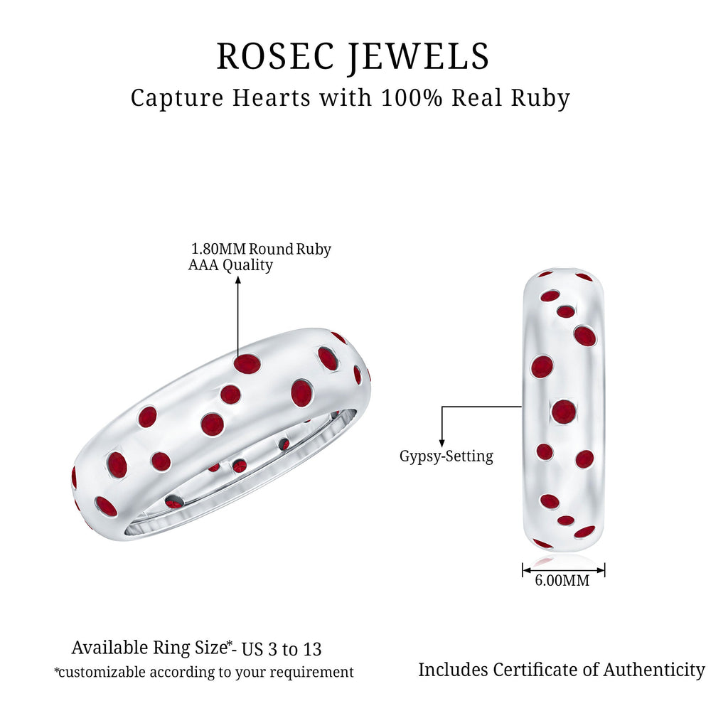 1 CT Scattered Ruby Silver Band Ring