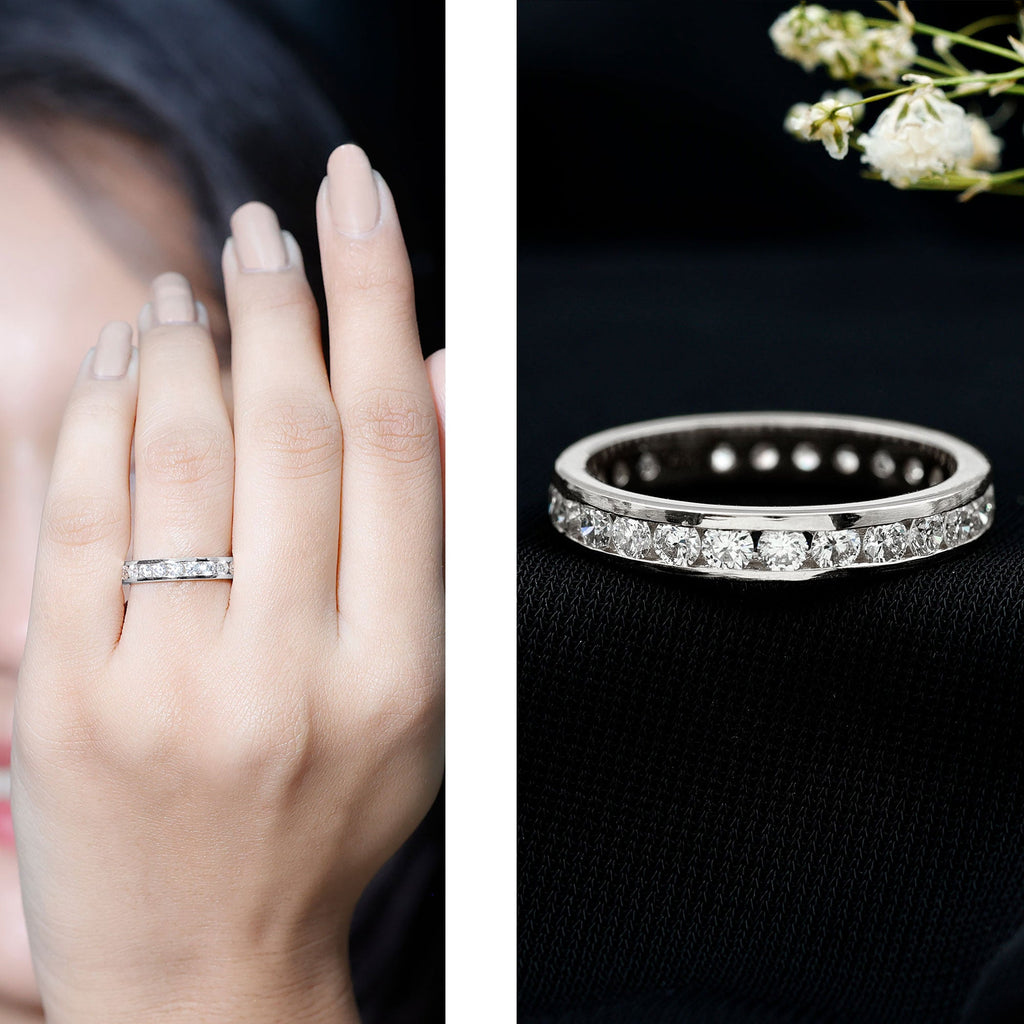 Channel Set Lab Grown Diamond Eternity Wedding Band
