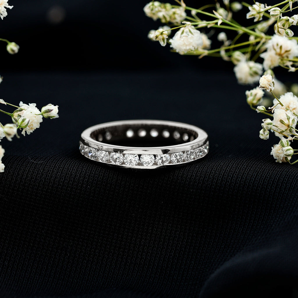Channel Set Lab Grown Diamond Eternity Wedding Band