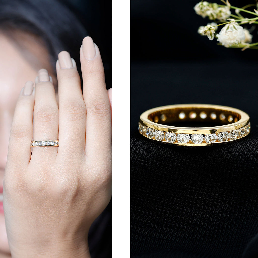 Channel Set Lab Grown Diamond Eternity Wedding Band