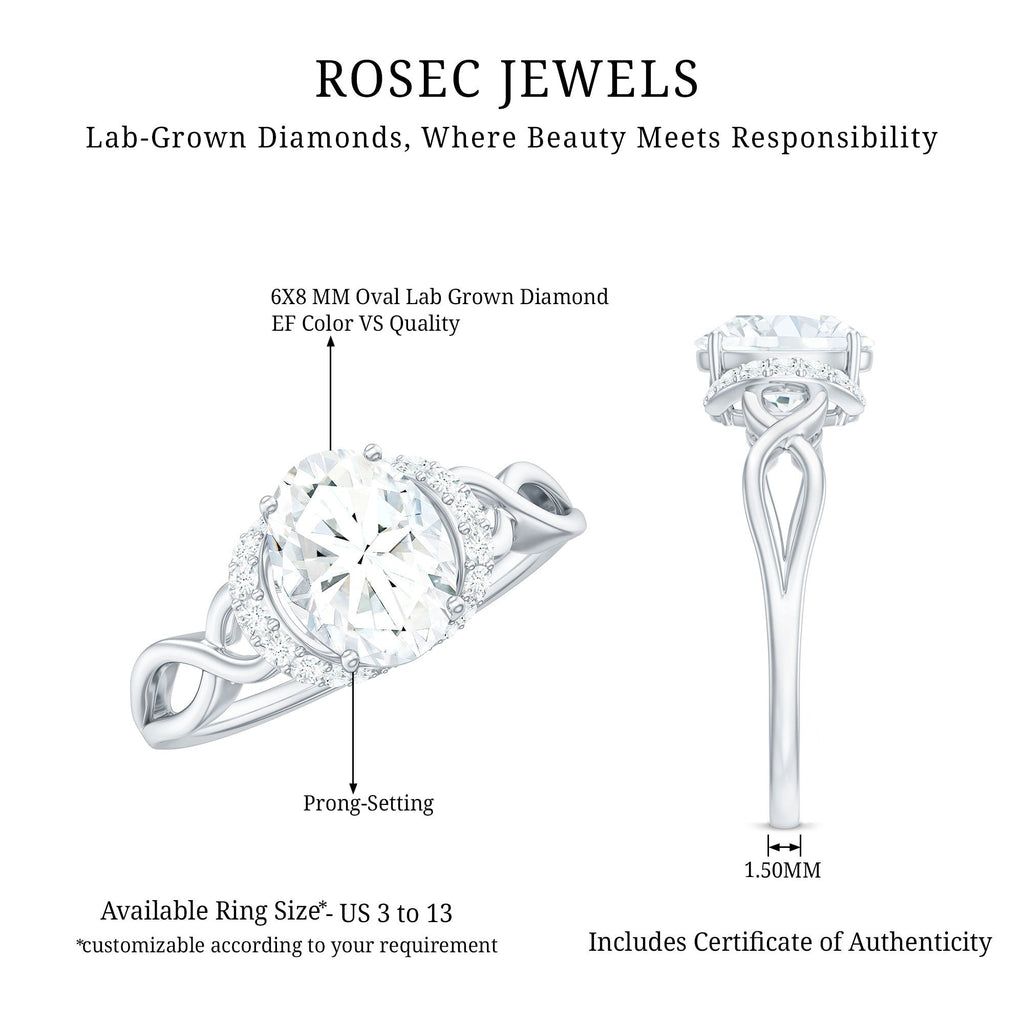 Lab Grown Diamond 6X8 MM Oval Engagement Ring For Women