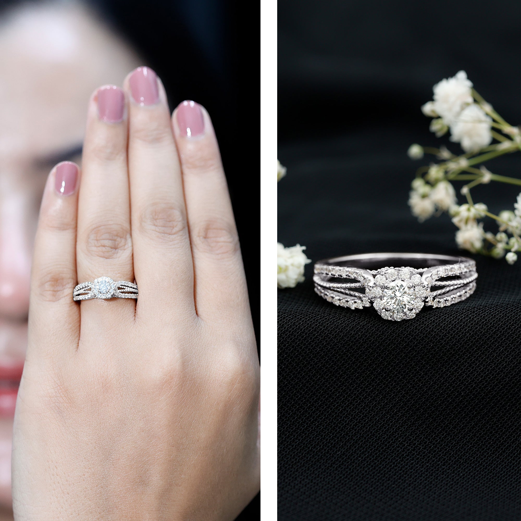 Certified Lab Grown Diamond Vintage Style Engagement Ring