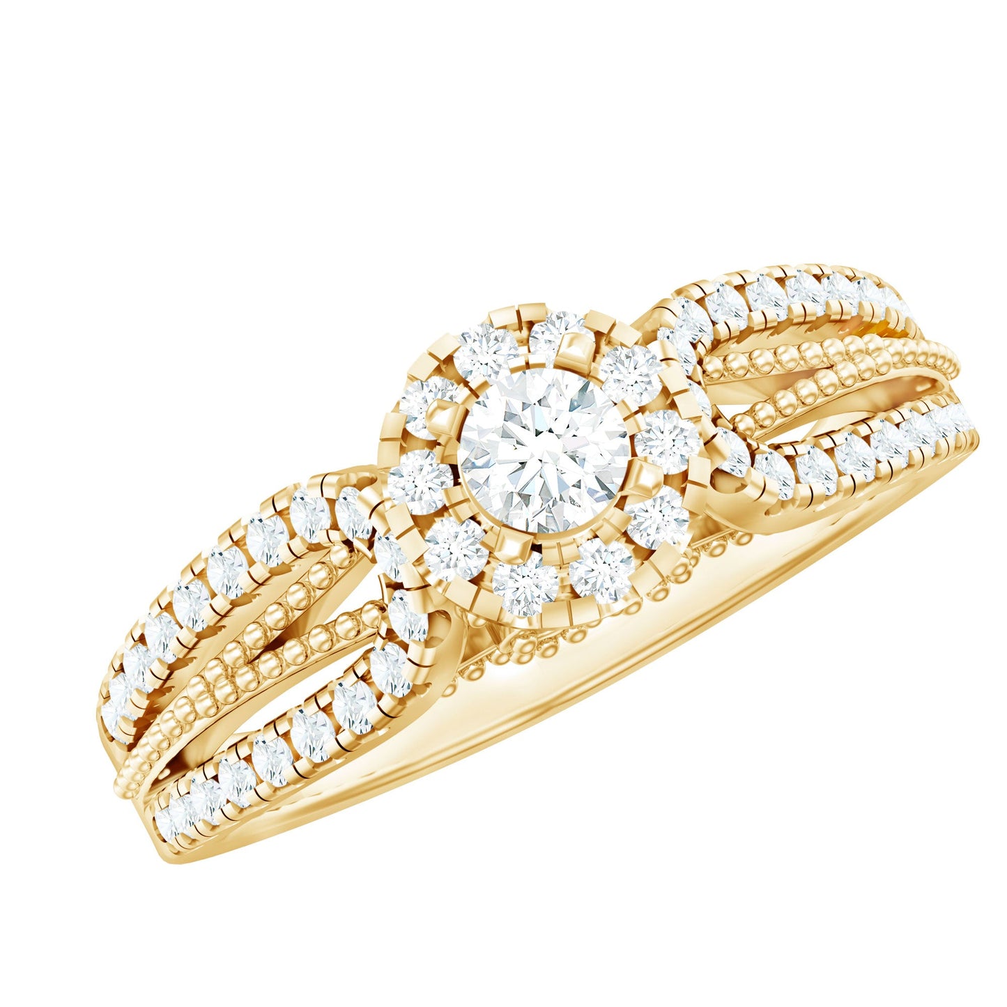 Certified Lab Grown Diamond Vintage Style Engagement Ring
